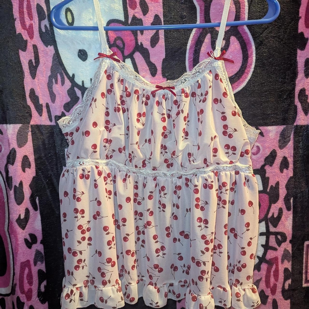 Cherry Print Cropped Tank